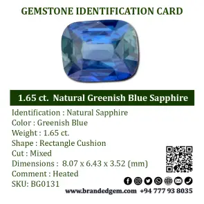 1.65 ct.  Natural Greenish Blue Sapphire