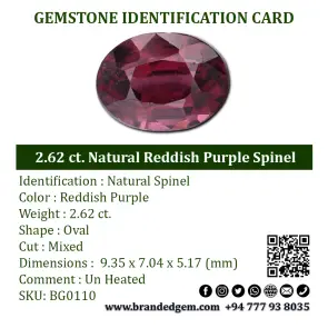 2.62 ct. Natural Reddish Purple Spinel