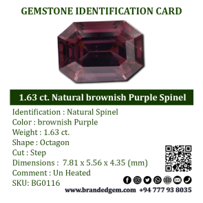 1.63 ct. Natural brownish Purple Spinel