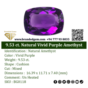 9.53 ct. Natural Vivid Purple Amethyst