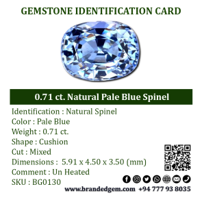 0.71 ct. Natural Pale Blue Spinel