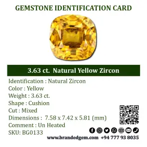 3.63 ct.  Natural Yellow Zircon