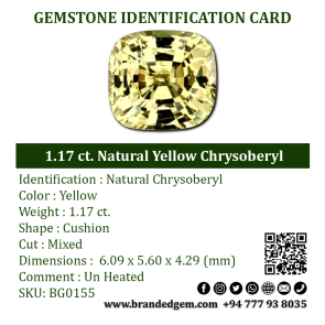 1.17 ct. Natural Yellow Chrysoberyl