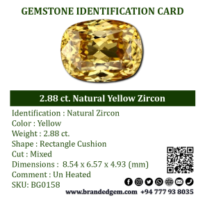2.88 ct. Natural Yellow Zircon