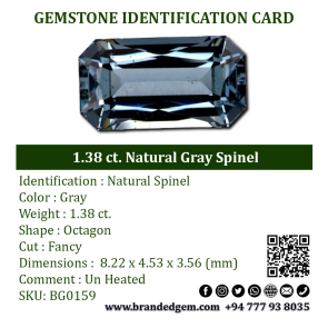 1.38 ct. Natural Gray Spinel