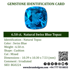 6.50 ct.  Natural Swiss Blue Topaz